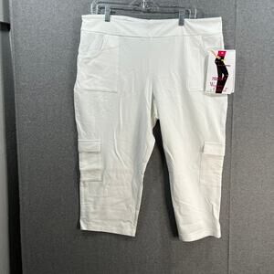 Wicked by Women with Control Cropped Cargo Pants White, Petite X-Large